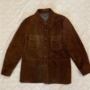 William Barry Roustabout 1970’s Dark Brown Suede Shirt Jacket, Sz XL